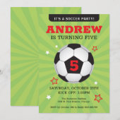 Fußball-Party Einladung zum Geburtstag (Vorne/Hinten)