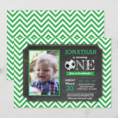 Fußball Party Fußball 1. Geburtstag Foto Einladung (Vorne/Hinten)