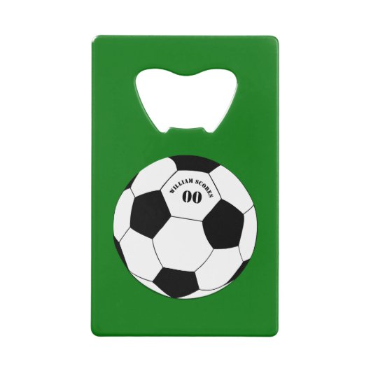 Fußball-Party, Fußball mit Name und Nummer Geldbeutel Flaschenöffner (Vorderseite)