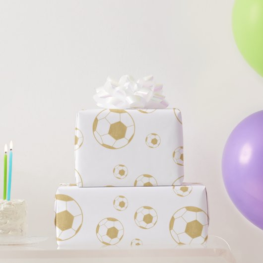 Fußball Party Kinder Gold Geburtstag Geschenkpapier (Partygeschenke)