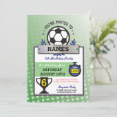 Fußball Party Sport Geburtstag Grüne Einladungen (Stehend Vorderseite)