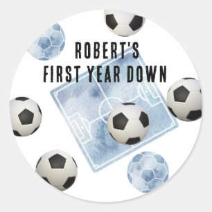 Fußball-Party zum ersten Down Geburtstag Runder Aufkleber