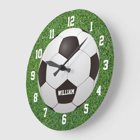 Fußball Personalisierter Name Große Wanduhr (Winkel)