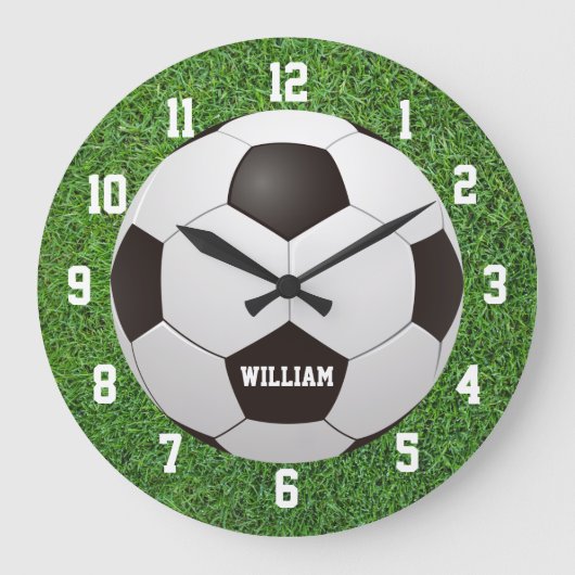 Fußball Personalisierter Name Große Wanduhr (Vorderseite)