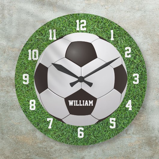 Fußball Personalisierter Name Große Wanduhr