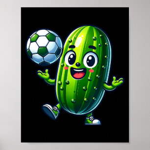 Fußball-Pickle-Maskottchen süß Cartoon-Fußballhumo Poster