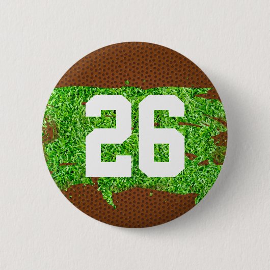 Fußball Pigskin Turf Spieler Nummer Sportfan Button (Vorderseite)