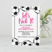 Fußball Pink Geburtstag Einladung (Stehend Vorderseite)