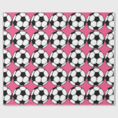 Fußball-Pink-Girl's Birthday Party Geschenkpapier (Flach)