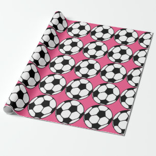 Fußball-Pink-Girl's Birthday Party Geschenkpapier