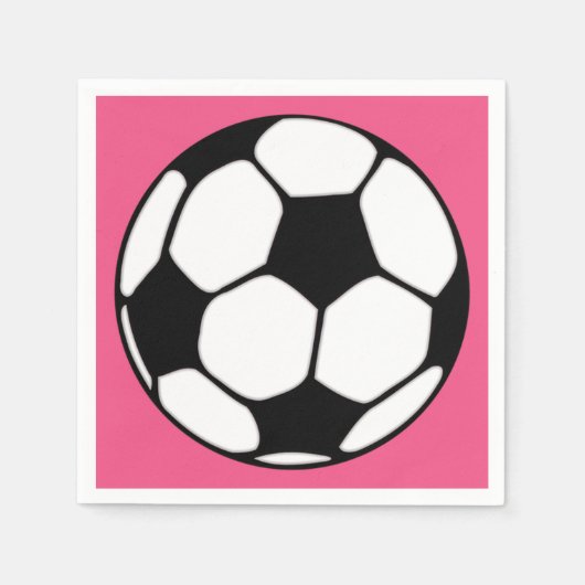Fußball-Pink-Girl's Birthday Party Serviette (Vorderseite)