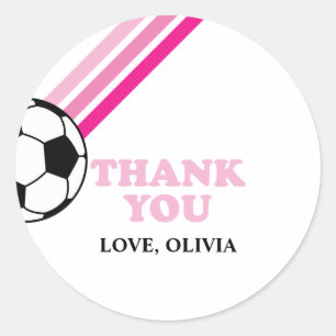 Fußball Pink Streifen Vielen Dank zum Geburtstag Runder Aufkleber