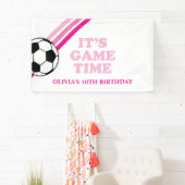 Fußball Pink Stripes Game Time Birthday Banner (Insitu)