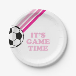 Fußball Pink Stripes Game Time Birthday Pappteller
