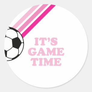 Fußball Pinke Streifen Spielzeit Geburtstag Runder Aufkleber