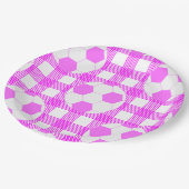 Fußball Plaid Muster in Weiß und Rosa Pappteller (Schrägansicht)