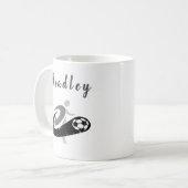 Fußball-Player Schwarz & Weiß gestört Personalisie Kaffeetasse (Vorderseite Links)
