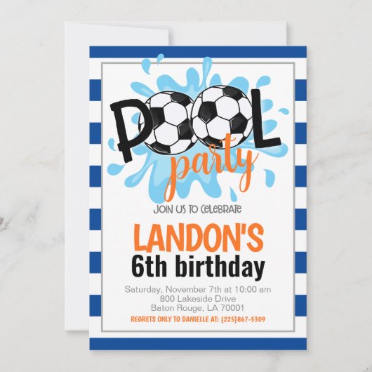 Fußball-Pool-Party Geburtstag Einladung (Vorderseite)