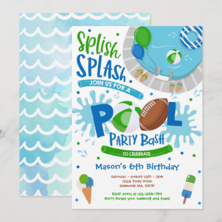 Fußball-Pool Party Splish Splash Pool Geburtstag Einladung