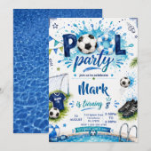 Fußball-Pool-Schwimmparty-Geburtstag Einladung (Vorne/Hinten)