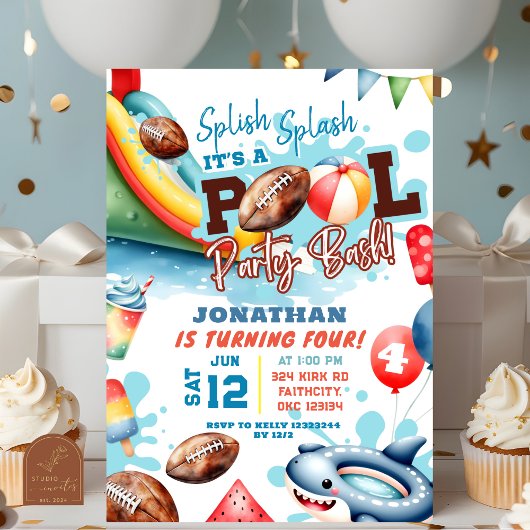 Fußball-Poolparty-Geburtstag Einladung