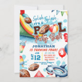Fußball-Poolparty-Geburtstag Einladung (Vorderseite)