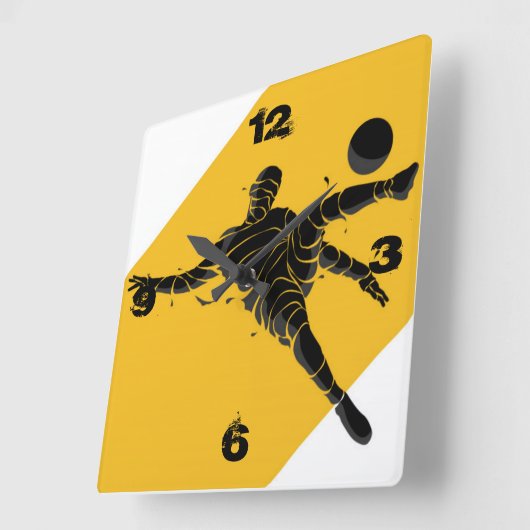 Fußball Quadratische Wanduhr (Winkel)