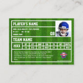 Fußball Quarterback Trading Card Souvenir Telefonnummerkarte (Rückseite)