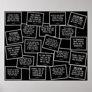 Fußball-Quotes Collage in Schwarz und Weiß Poster