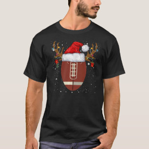 Fußball Rentier Weihnachtsmannmütze Weihnachtsfeie T-Shirt