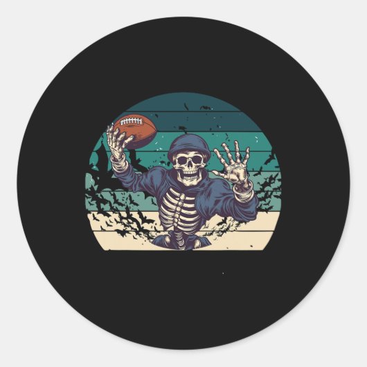Fußball Retro Vintag Halloween Skelett Runder Aufkleber (Vorderseite)