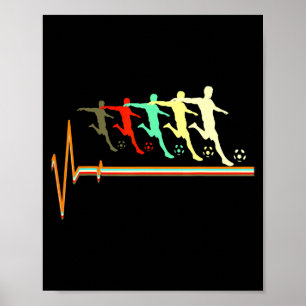 Fußball Retro Vintage Fußball Herzschlag T-Shirt Poster