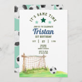 Fußball Rookie 1. Geburtstag Einladung (Vorne/Hinten)