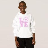 Fußball-rosa Ball-Liebe-Mädchen-jugendlich Hoodie (Vorne ganz)