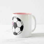 Fußball rosa Hrt Zweifarbige Tasse (VorderseiteRechts)