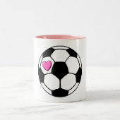 Fußball rosa Hrt Zweifarbige Tasse (Mittel)