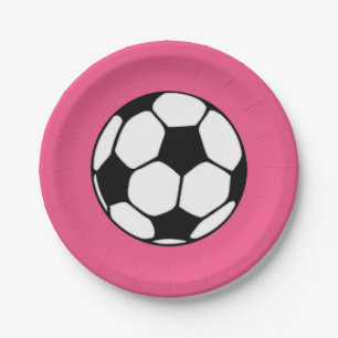 Fußball rosa Mädchen-Geburtstagsfeier Pappteller