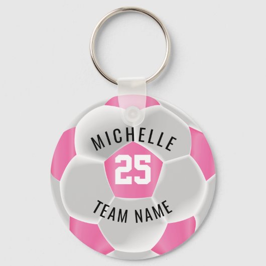 Fußball - Rosa und Weiß Schlüsselanhänger (Vorderseite)