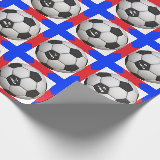 Fußball-Rot und Blau-Geschenk Geschenkpapier (Ecke)