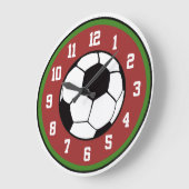Fußball rot und grün große wanduhr (Winkel)