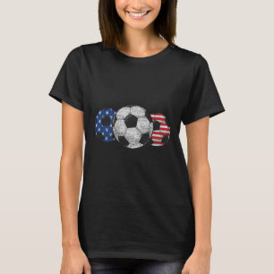 Fußball Rot Weiß Blau Amerikanische Flagge 4. Juli T-Shirt