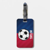 Fußball; Rot, Weiß und Blau Gepäckanhänger (Rückseite vertikal)