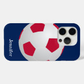 Fußball, rot, weiß und blau, Name Case-Mate iPhone Hülle (Rückseite (Horizontal))
