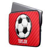 Fußball; Rote Streifen Laptopschutzhülle (Vorderseite Links)