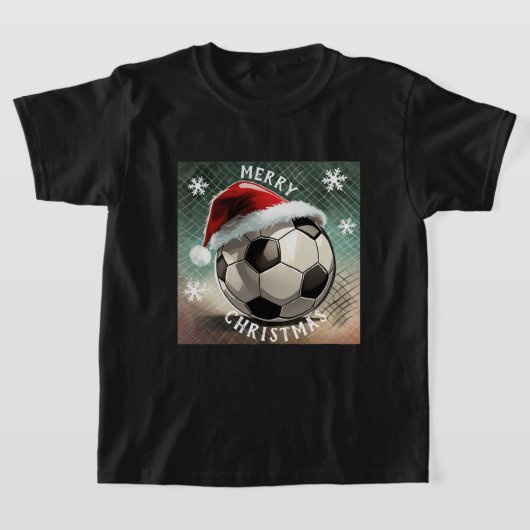 Fußball Rote Weihnachtsmannmütze Schneeflocken Wei T-Shirt (Ablage )