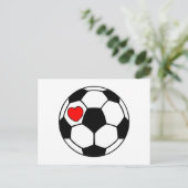 Fußball (Rotes Herz) Postkarte (Stehend Vorderseite)
