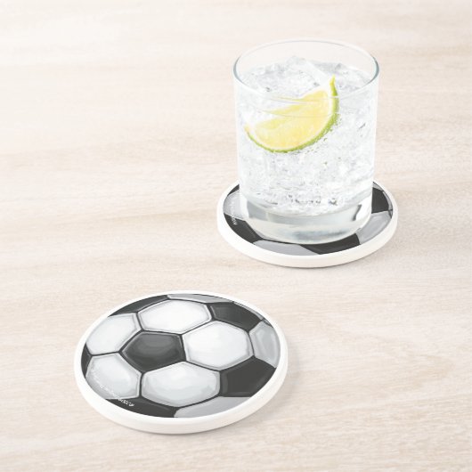 Fußball Sandstein Untersetzer (Seite)