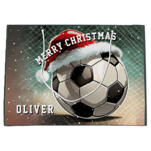 Fußball Santa Hut Frohe Weihnachten Große Geschenktüte