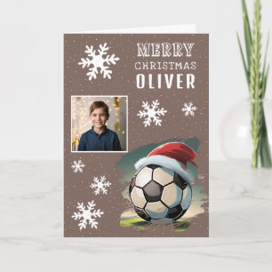 Fußball Santa Hut Kinder Foto Weihnachten Karte