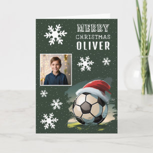 Fußball Santa Hut Kinder Foto Weihnachten Karte